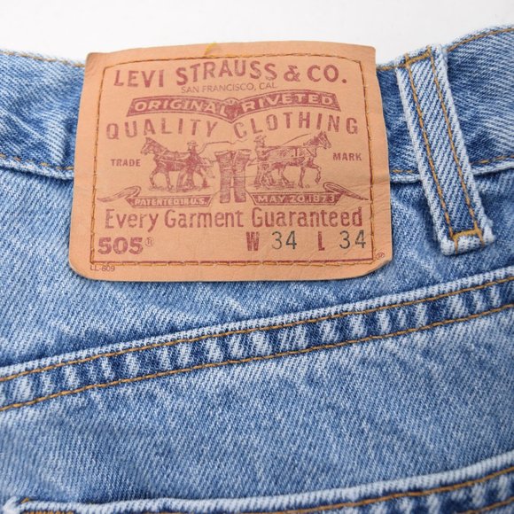 Levis 505 Denim Jeans Vintage 2000 Y2K Blue Medium Wash Cotton High Rise - Picture 6 of 16